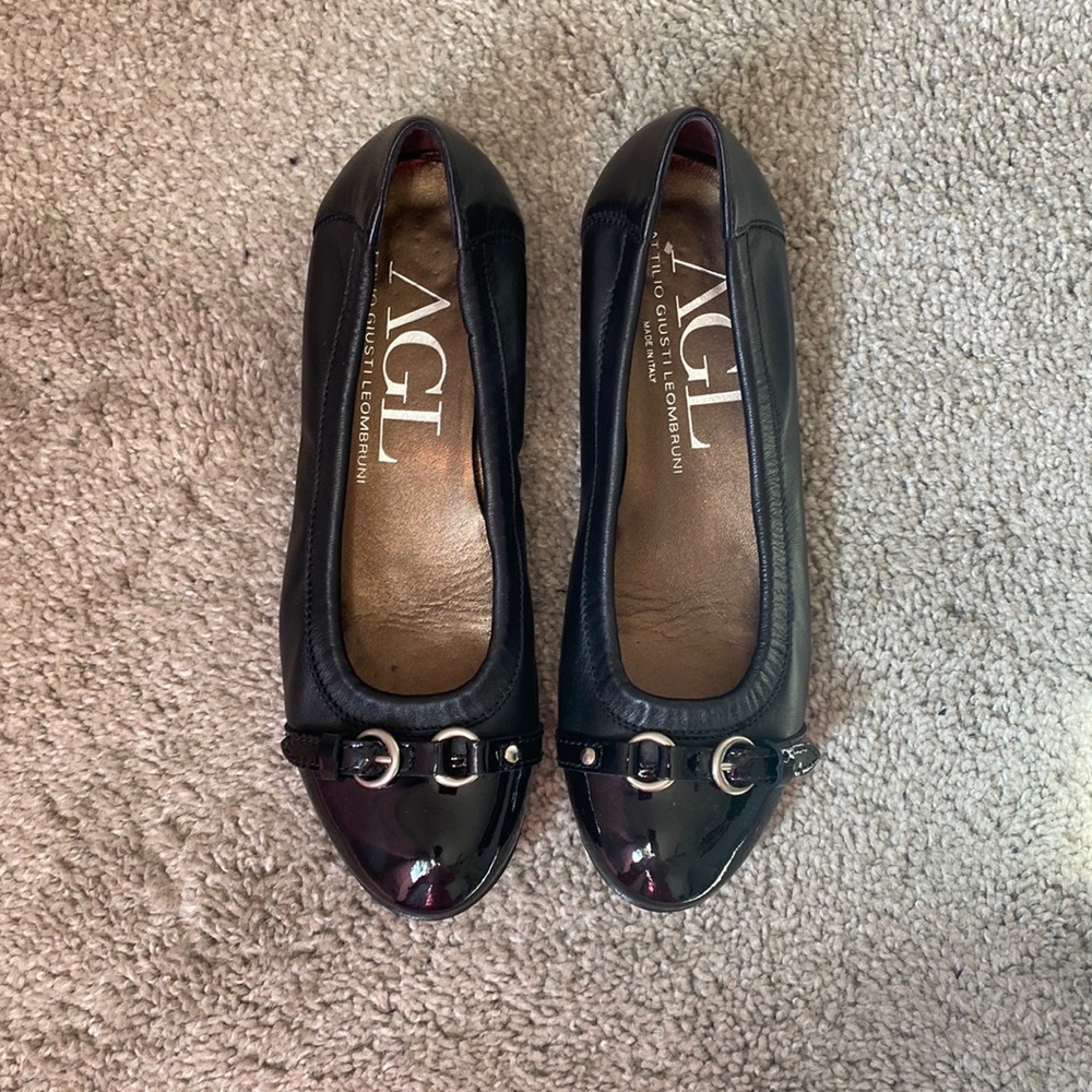 AGL Black Cap Toe Ballet Flat Size 37